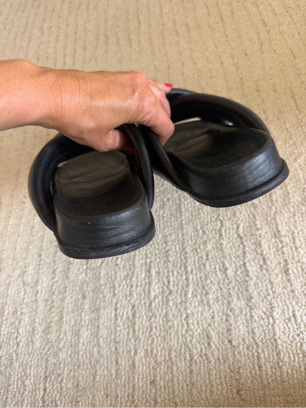 Anine Bing Black Padded Cross-Strap Leather Slide Sandals - Picture 5 of 7